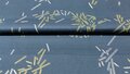 Marineblauwe stretch katoen met gouden en beige strepen, ideaal voor kleding.