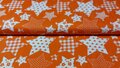 Oranje poplin katoen met witte sterren &ndash; hoogwaardige katoenen stof