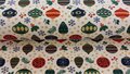 Ecru French Terry stof met kerstballen print