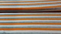 Gestreepte tricot stof (oranje, licht grijs en wit)