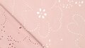 Roze Puffy Cotton Voile stof met embroidery bloemen