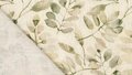 Viscose linnen stof met bladerenprint in natuurlijke groentinten