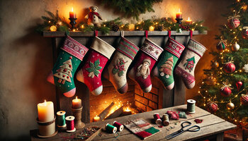 Kerstkousen naaien van restjes stof